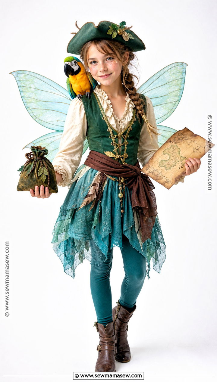 Girl Pirate Fairy Costume With Soft Wings - 30 Girls Pirate Costume Ideas