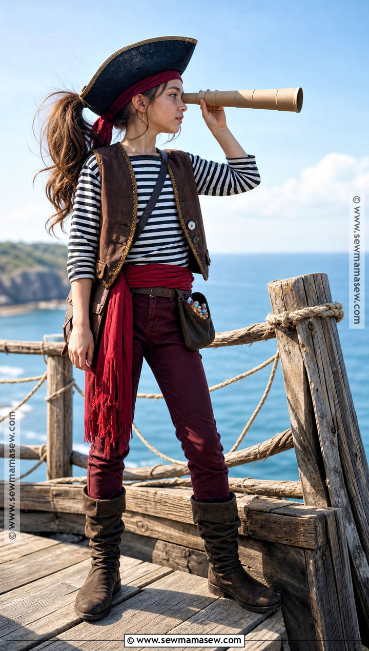 Girl Pirate Lookout Costume With Telescope - 30 Girls Pirate Costume Ideas