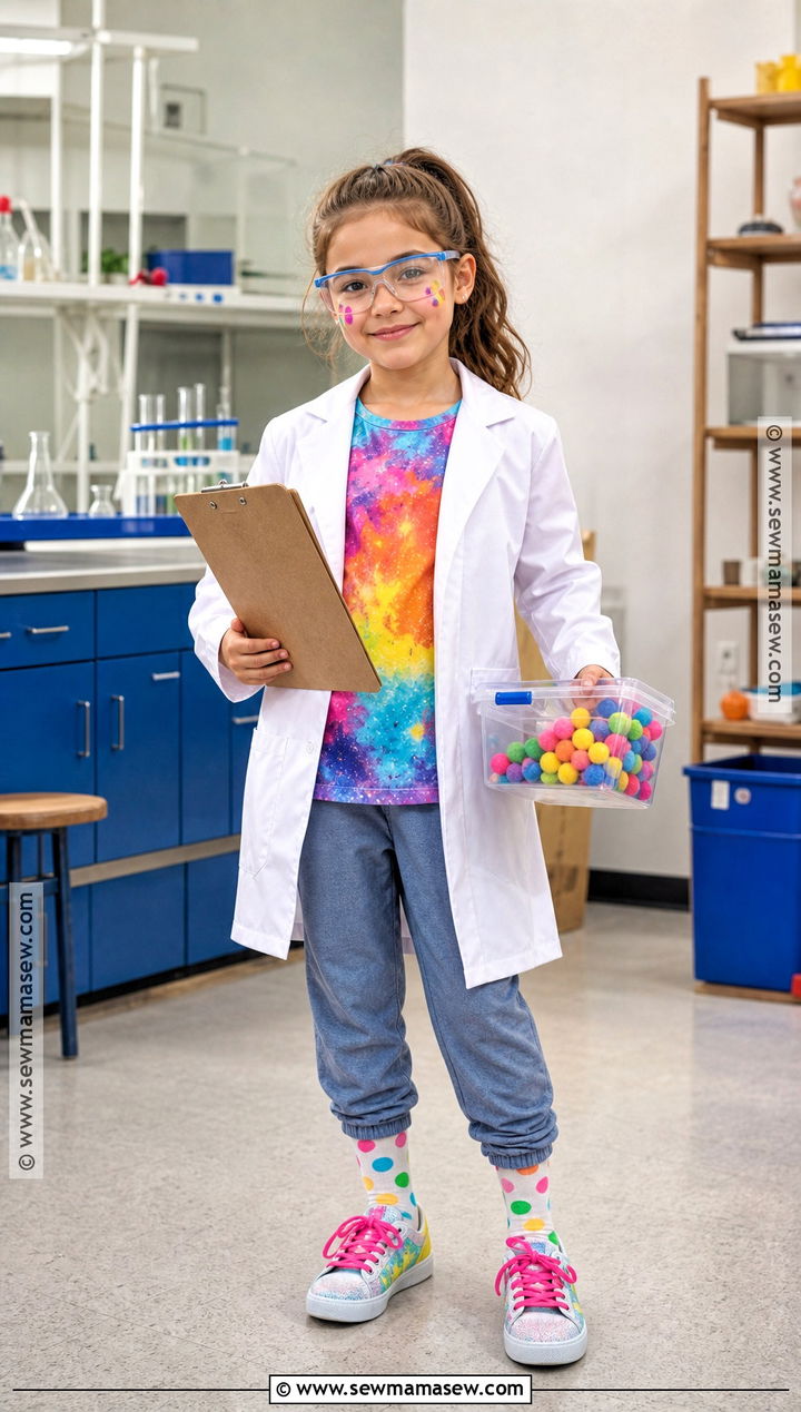 Girl Scientist Costume With Colorful Lab Coat - 30 Cute Girl Halloween Costumes
