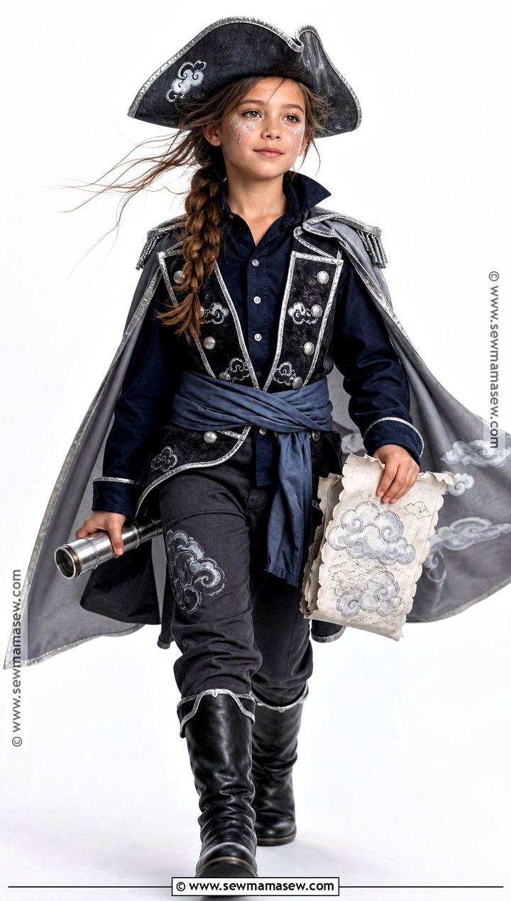 Girl Storm Pirate Costume With Gray Cape - 30 Girls Pirate Costume Ideas