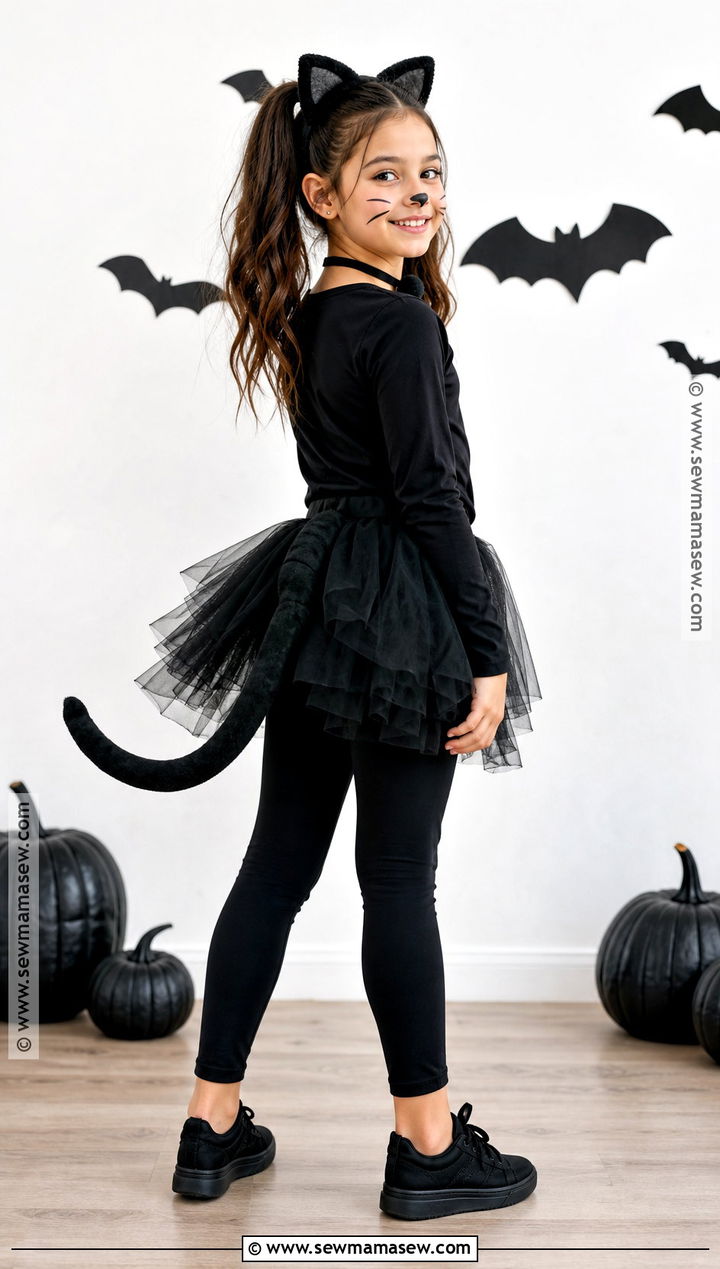 Girls Black Cat Costume With Tulle Skirt - 30 girls costumes