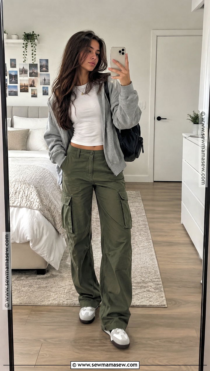 Girls Fall Outfit With Cargo Pants and a Hoodie - 15 girls fall outfit ideas