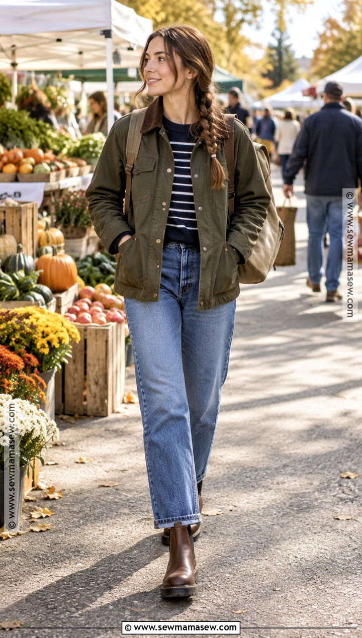 Girls Fall Outfit With a Barn Jacket and Relaxed Jeans - 15 girls fall outfit ideas