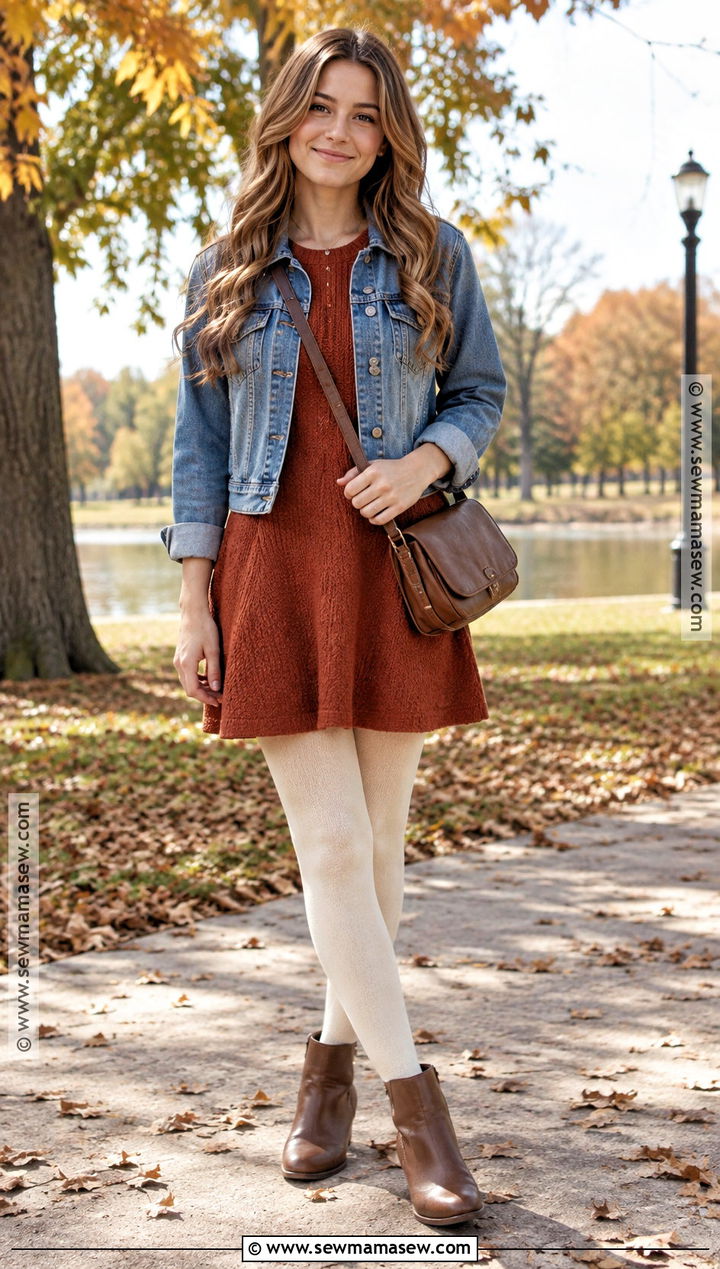 Girls Fall Outfit With a Sweater Dress and Boots - 15 girls fall outfit ideas