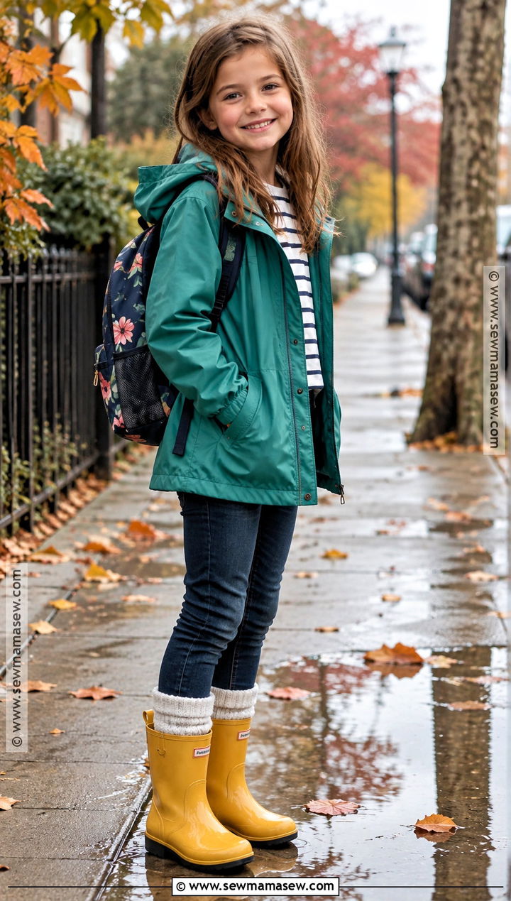 Girls Fall Rain Jacket And Waterproof Boots Outfit - 20 fall outfits for girls 7-8