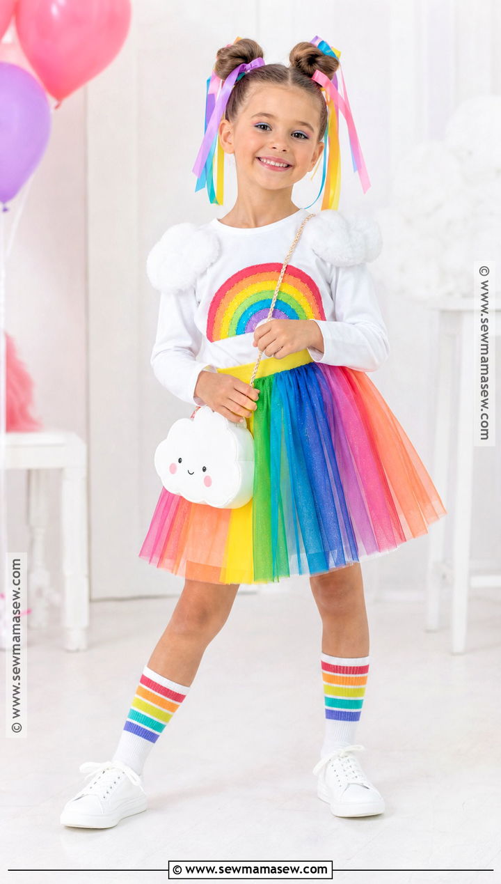 Girls Rainbow Costume With Cloud Details - 30 girls costumes