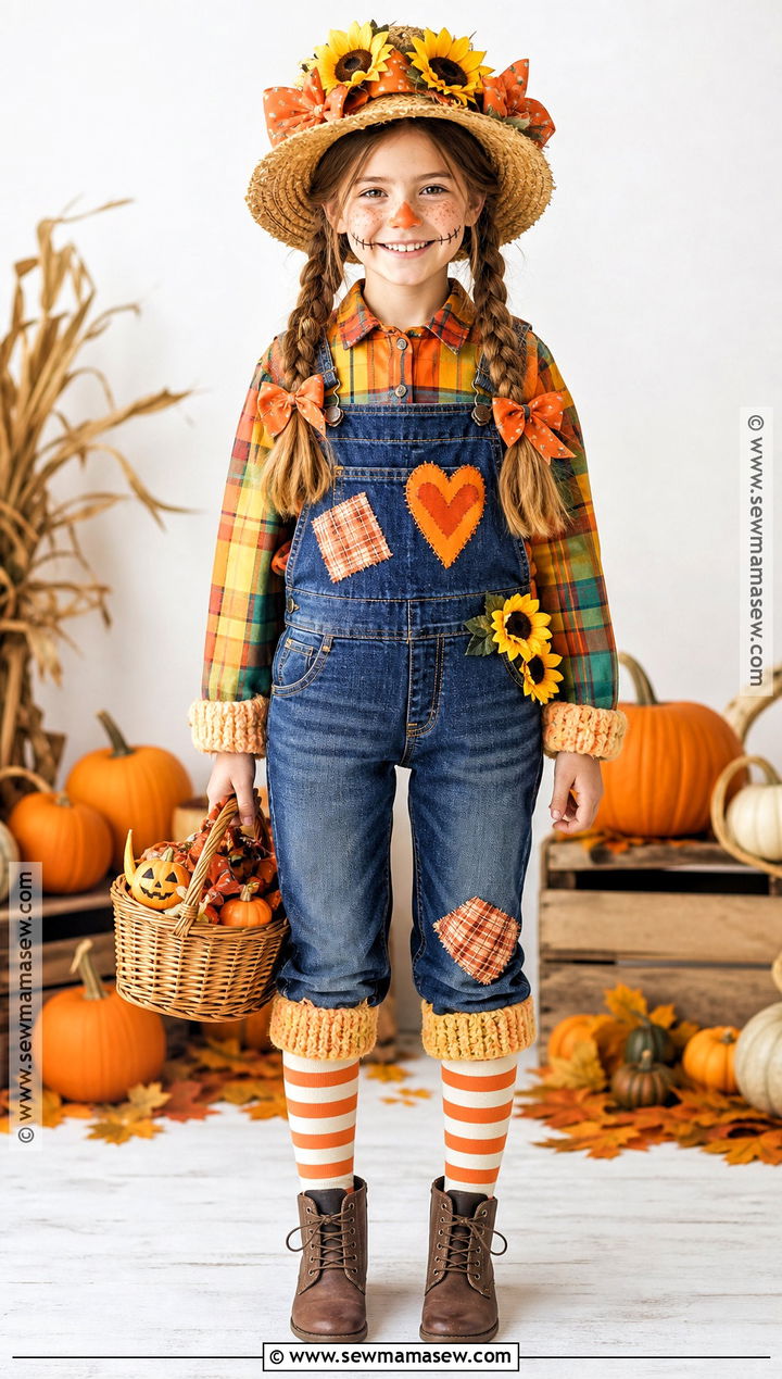 Girls Scarecrow Costume With Braids - 50 scarecrow costume ideas