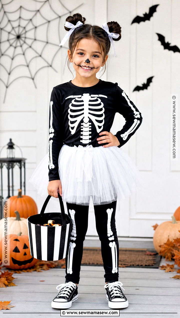Girls Skeleton Costume With Tulle Skirt - 30 girls costumes