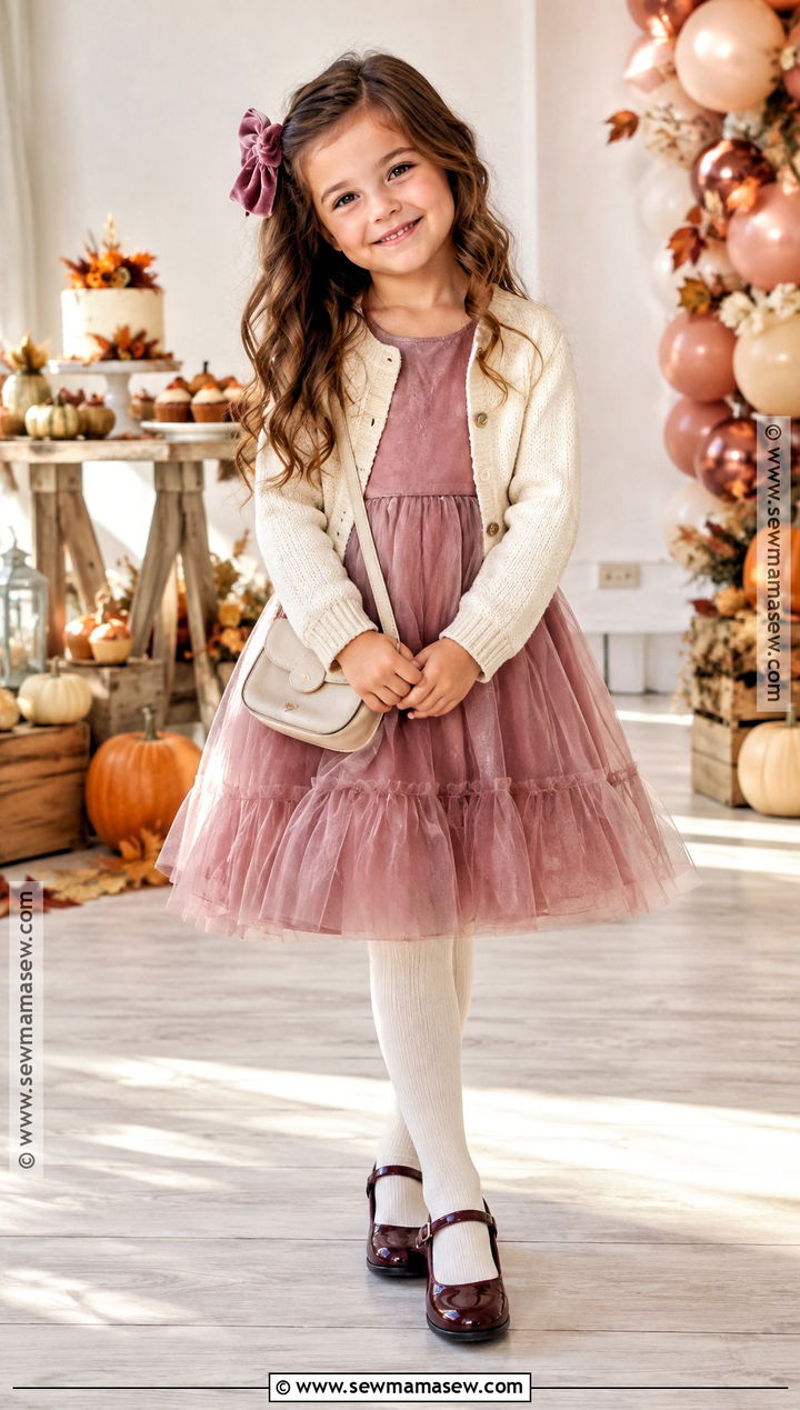 Girls Tulle Fall Dress With Cardigan And Mary Janes - 20 Girls Fall Dresses
