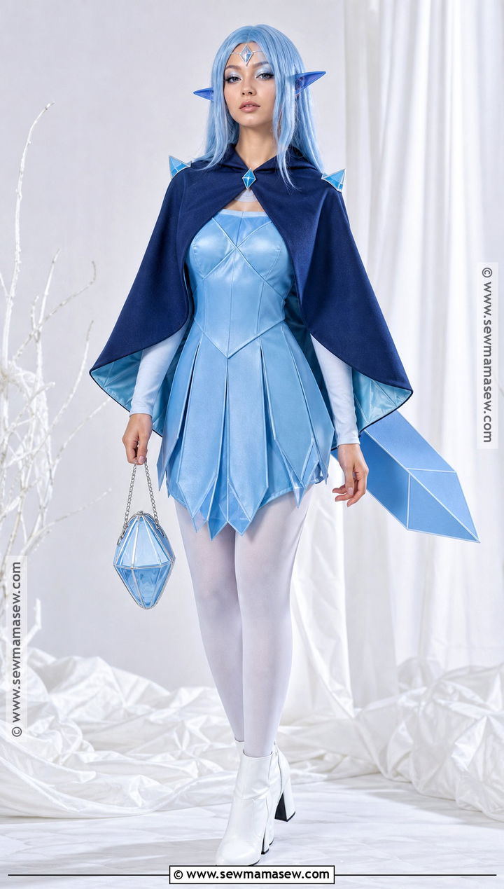 Glaceon Costume With Blue Cape Dress - 30 Pokemon Costumes for Women