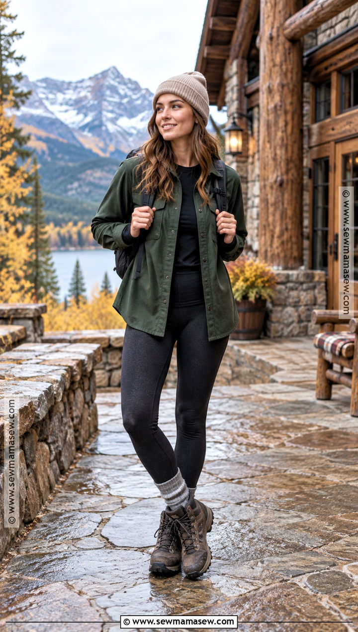 Glacier National Park Shacket and Leggings Outfit - 15 Glacier National Park Outfit Fall Ideas
