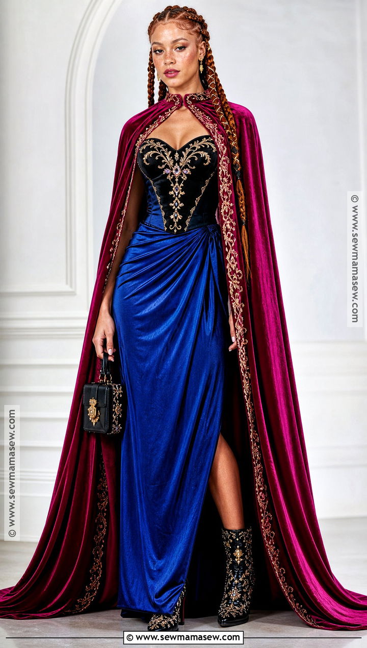 Glam Anna Costume With Velvet Cape - 30 anna halloween costume ideas
