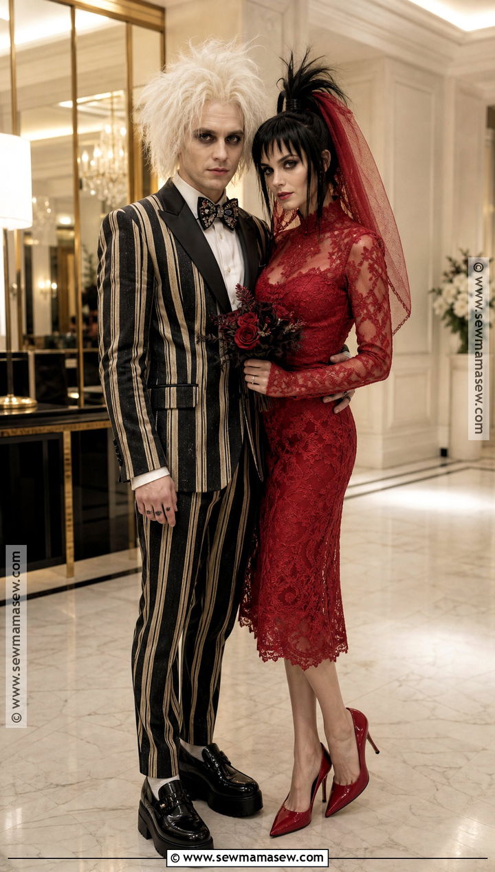 Glam Beetlejuice And Lydia Costume - 30 beetlejuice couple costume ideas