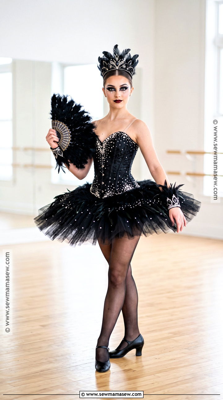 Glam Black Swan Costume With Rhinestone Corset - 50 black swan costume ideas