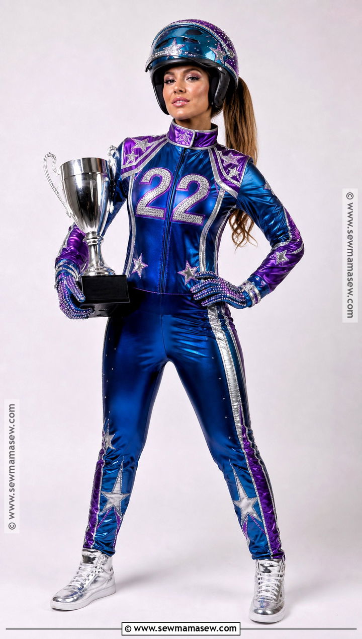 Glam F1 Driver Costume With Rhinestone Patches - 30 F1 Driver Costume Ideas for Women