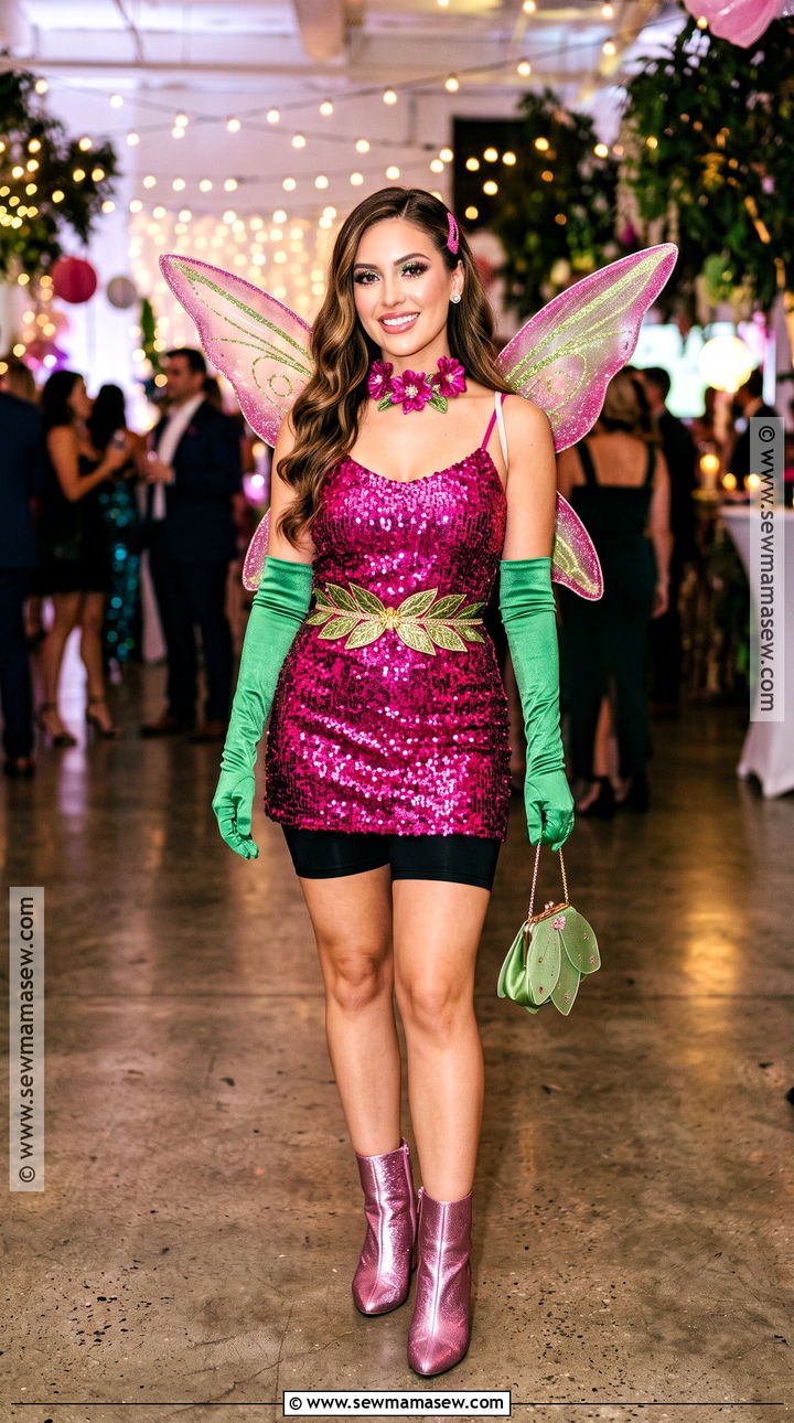 Glam Flora Costume With Sequin Dress - 35 flora winx club costume ideas