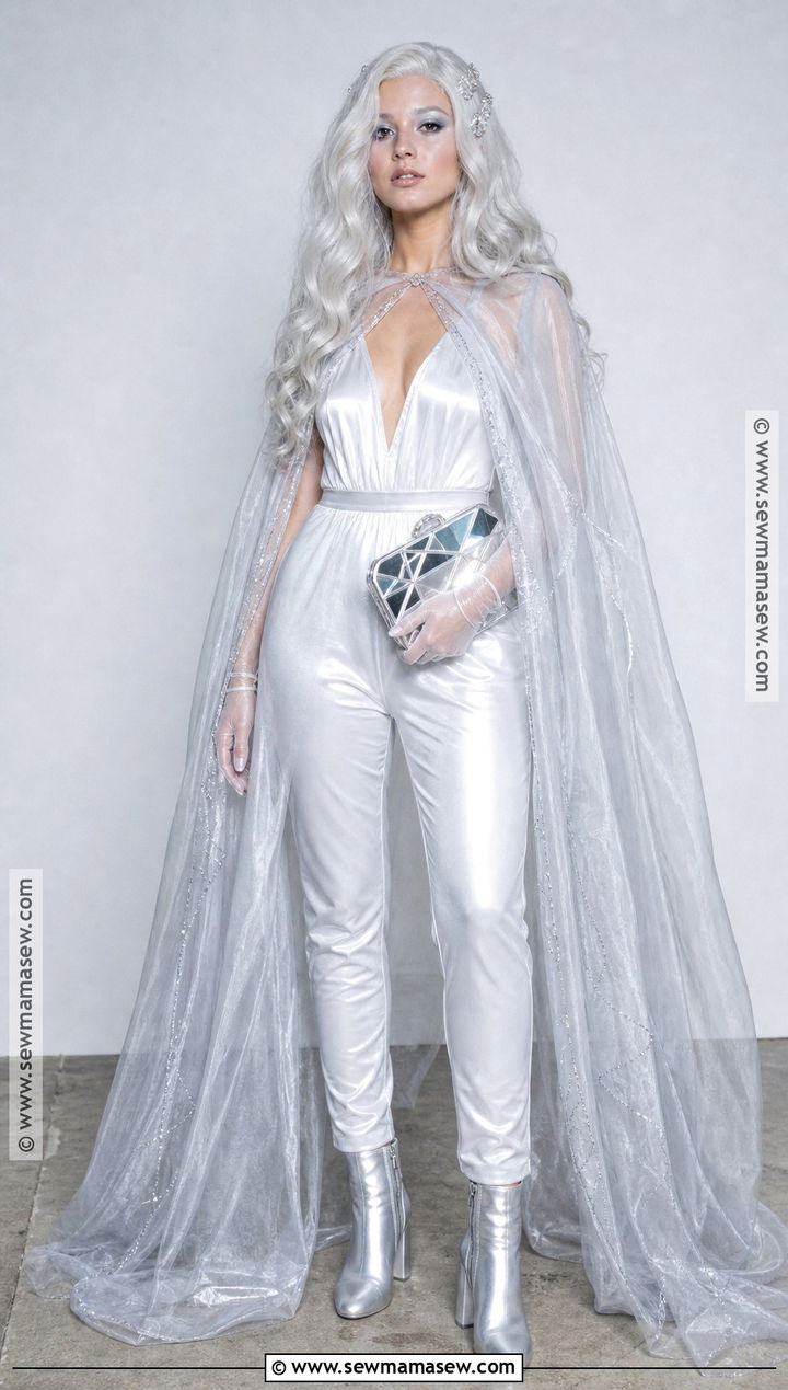 Glam Ghost Costume With Silver Cape - 30 Halloween Costumes Ghost