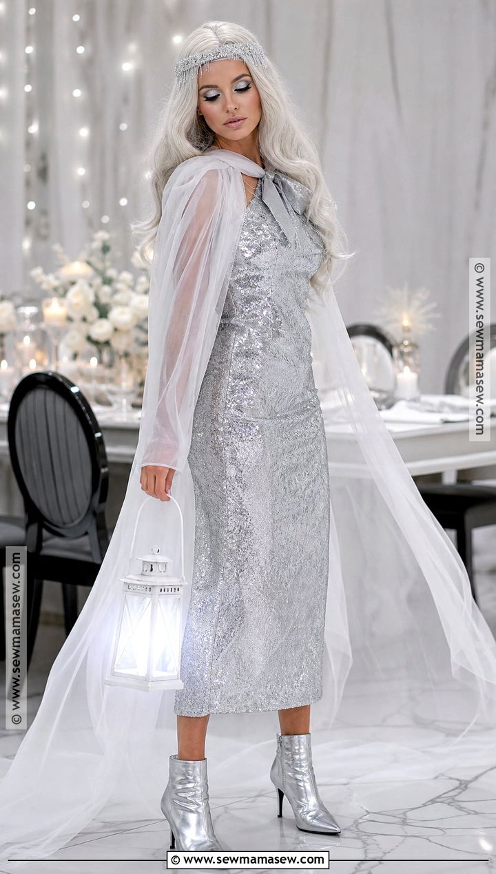 Glam Ghost Costume With Silver Dress - 35 ghost halloween costume ideas