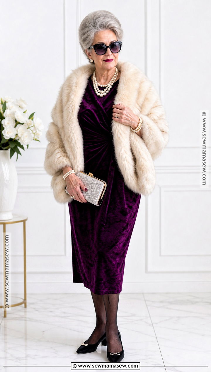 Glam Granny Costume With Faux Fur - 30 granny dress up ideas
