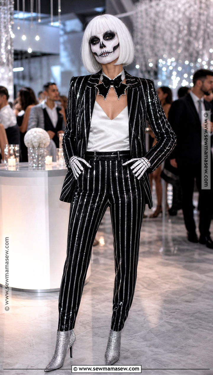 Glam Jack Skellington Costume With Sequin Suit - 30 Jack Skellington Costume Ideas for Women