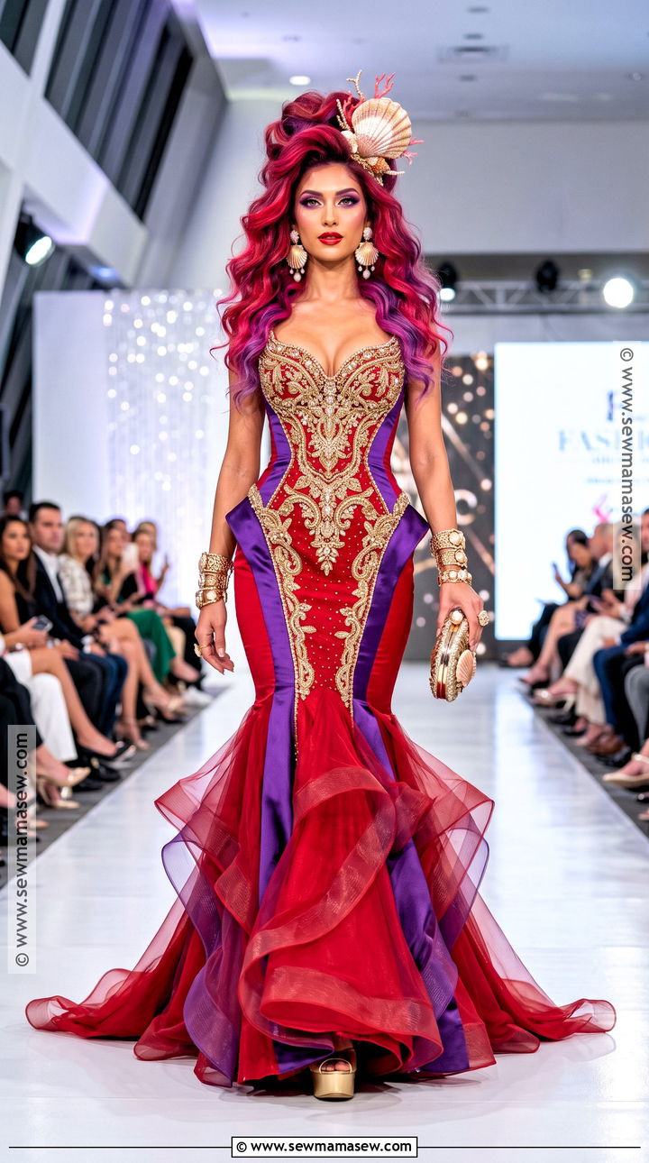 Glam Lola Costume With Red And Purple Gown - 30 lola from shark tale costume ideas