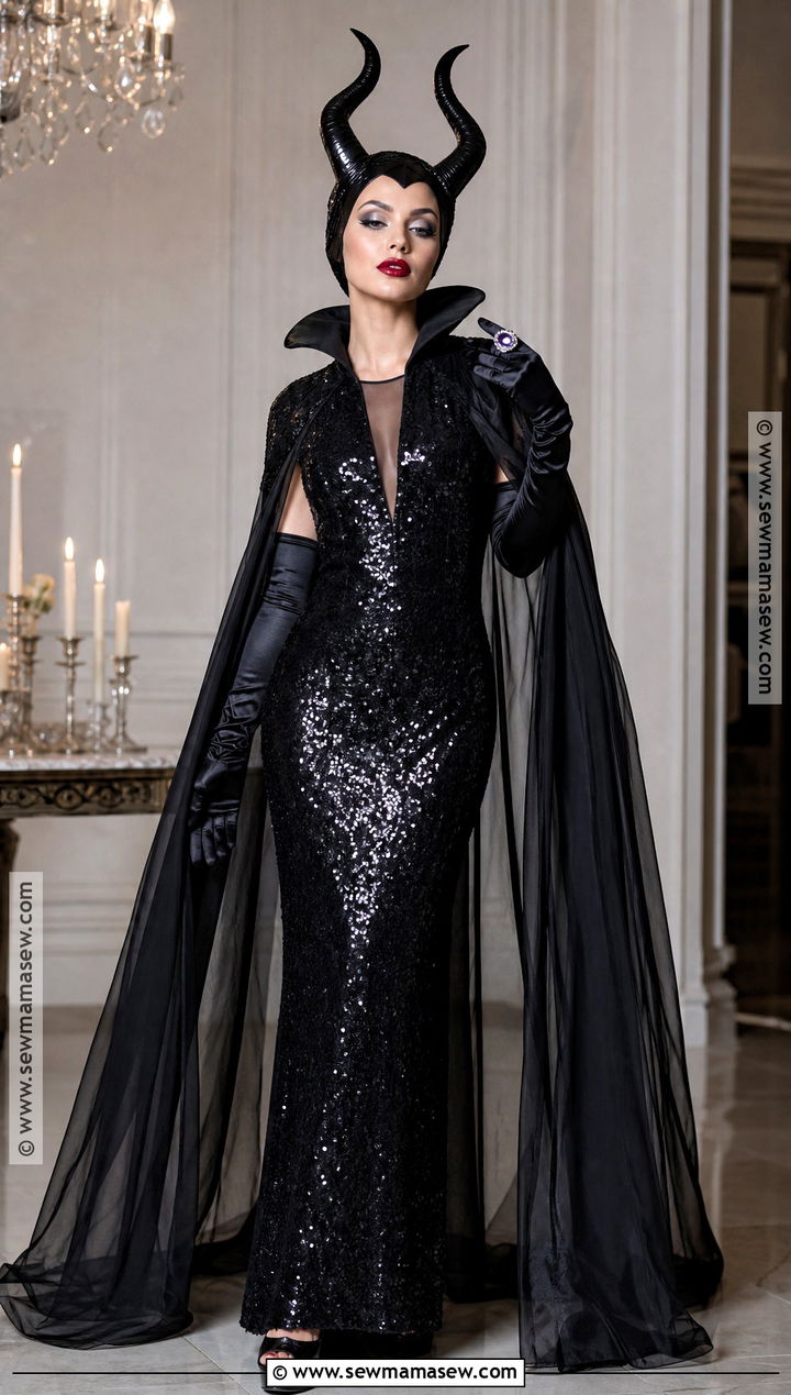 Glam Maleficent Costume With Sequin Gown - 50 maleficent costume ideas