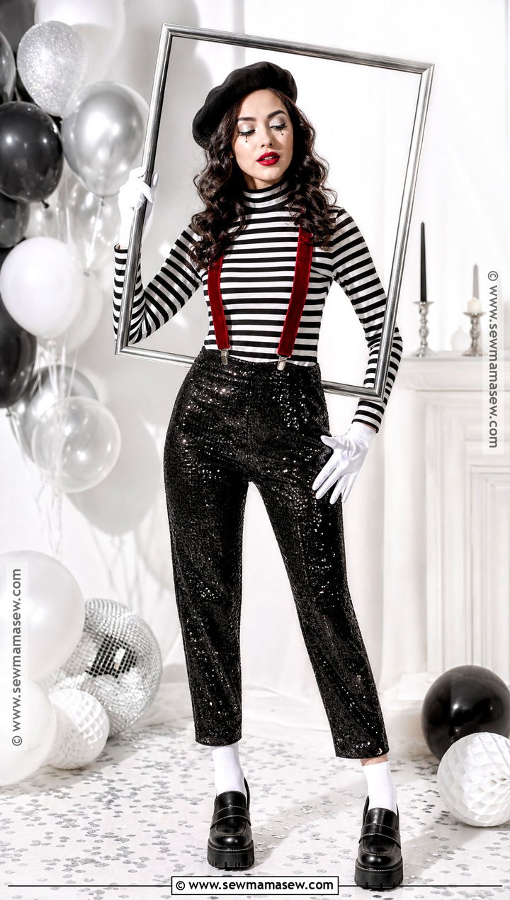 Glam Mime Costume With Sequin Pants - 30 Mime Costume Ideas for Women