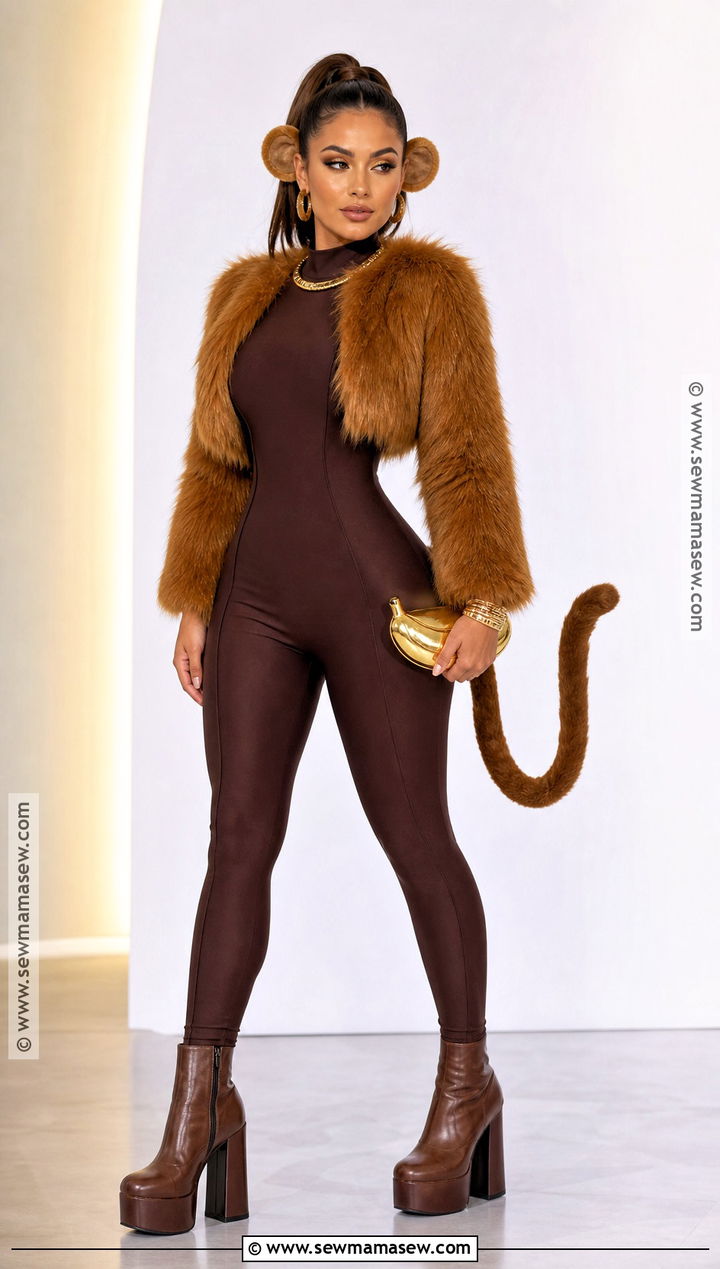 Glam Monkey Costume With Faux Fur - 30 Monkey Halloween Costume Ideas for Women