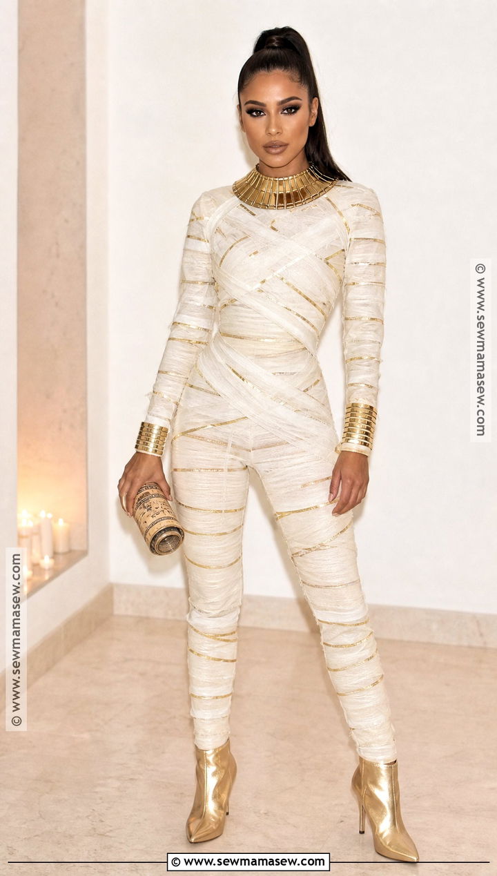 Glam Mummy Costume With Gold Wraps - 40 mummy halloween costume ideas