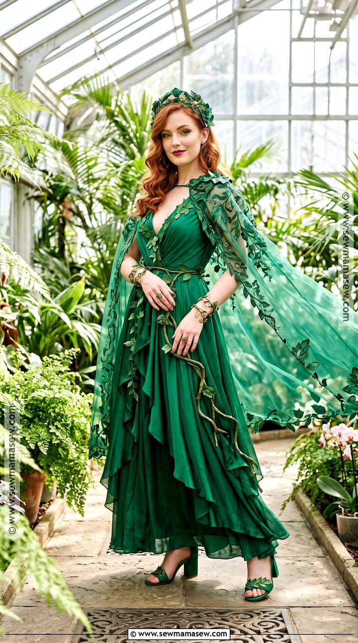 Glam Poison Ivy Costume With Leaf Cape - 30 batman female costume ideas