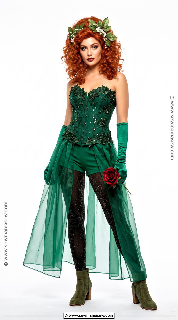 Glam Poison Ivy Costume With Sparkly Corset - 50 poison ivy costume ideas