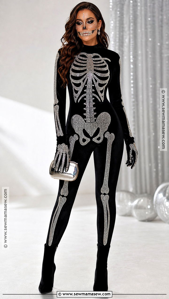 Glam Rhinestone Skeleton Costume - 30 Skeleton Costume Ideas