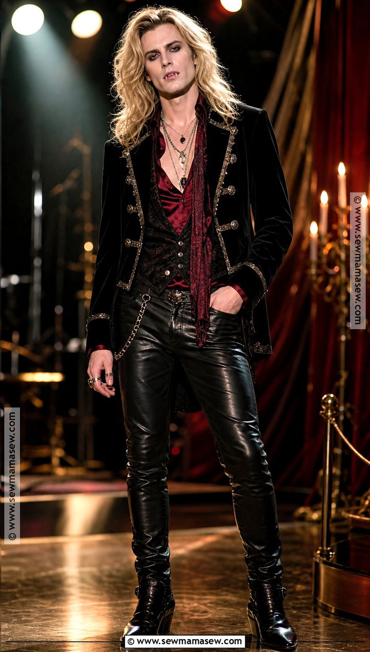 Glam Rock Vampire Costume With Leather Pants - 30 Mens Vampire Costume Ideas