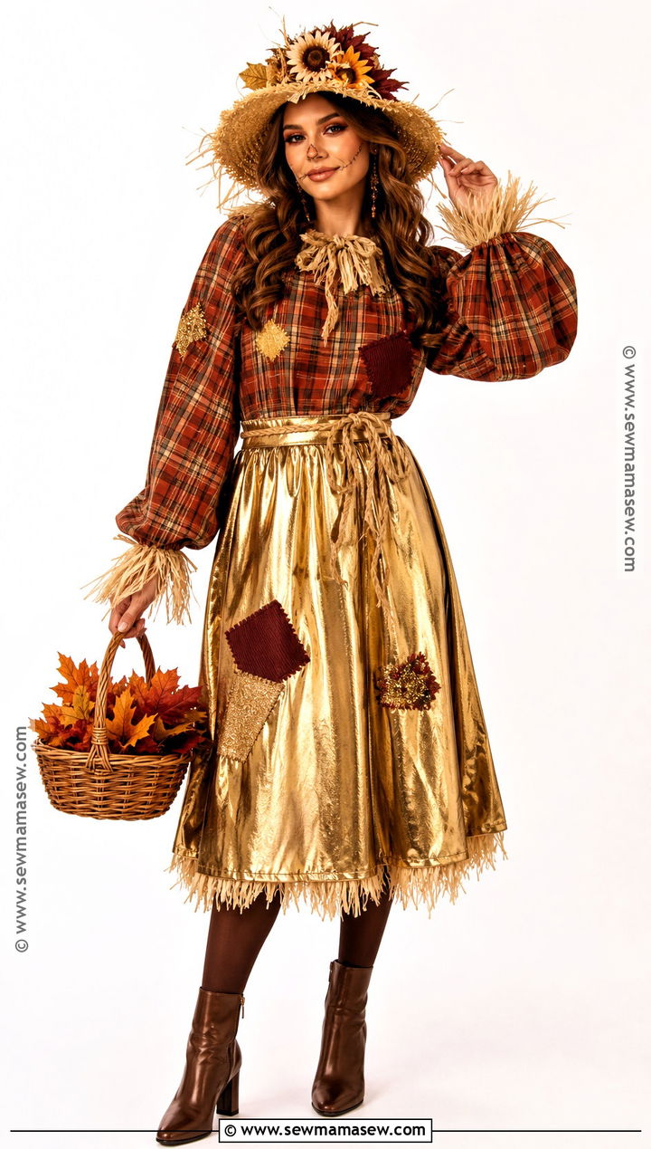 Glam Scarecrow Costume With Gold Skirt - 50 scarecrow costume ideas