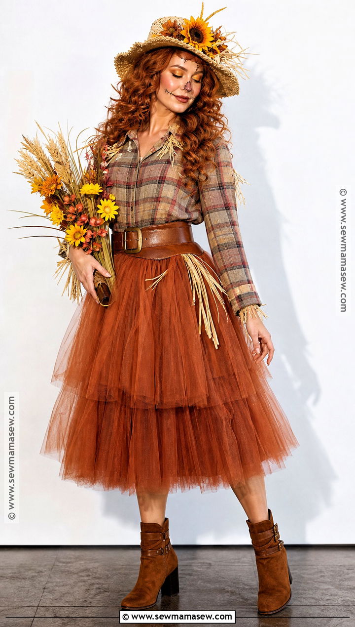 Glam Scarecrow Outfit With Tulle Skirt - 30 scarecrow outfit ideas