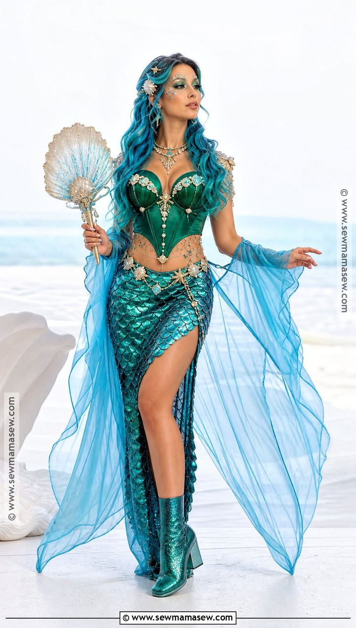 Glam Sea Siren Costume With Scale Skirt - 30 under the sea costume ideas