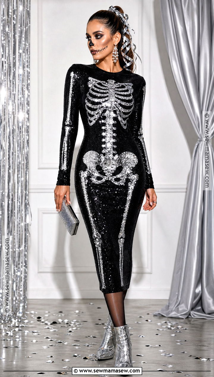 Glam Sequin Skeleton Costume - 35 Skeleton Costume Ideas for Women