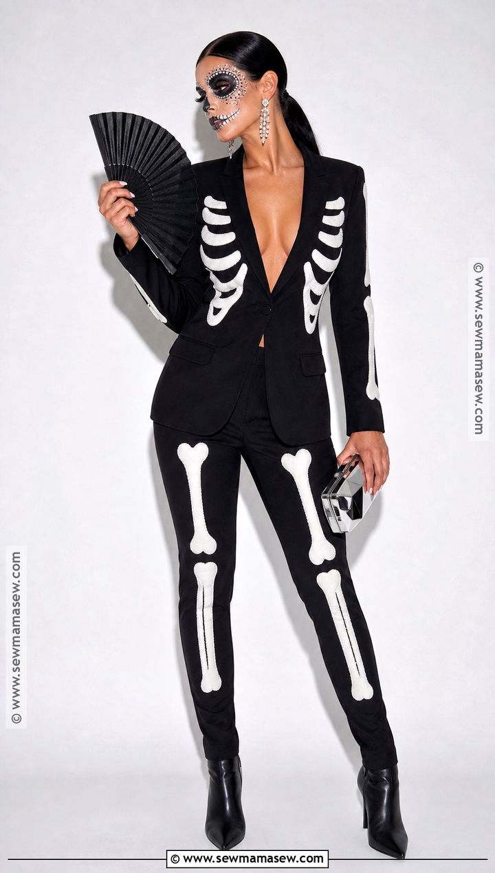 Glam Skeleton Costume With Rhinestone Makeup - 35 chic halloween costumes