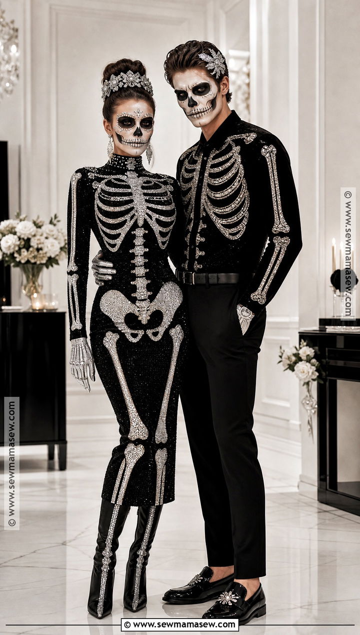 Glam Skeleton Couple Costume - 30 Skeleton Couple Costume Ideas