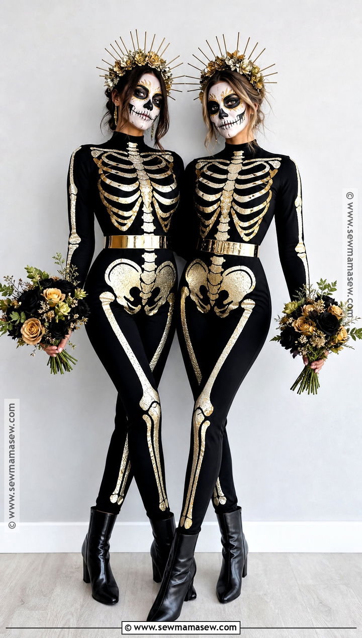 Glam Skeleton Duo Costume - 45 halloween costumes women duo