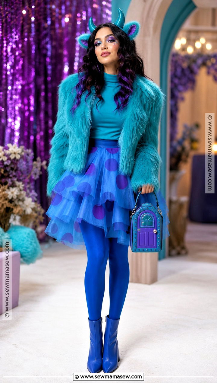 Glam Sulley Costume With Tulle Skirt - 30 monsters inc costume ideas
