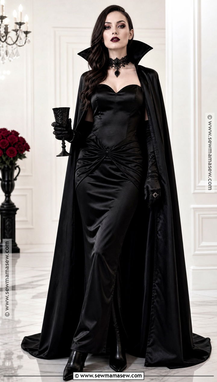 Glam Vampire Costume With Black Cape - 35 all black costume ideas