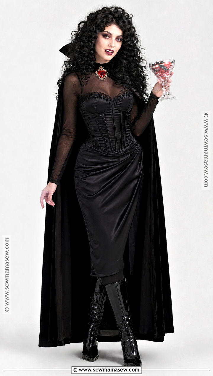 Glam Vampire Costume With Black Corset Dress - 30 heidi klum halloween costumes
