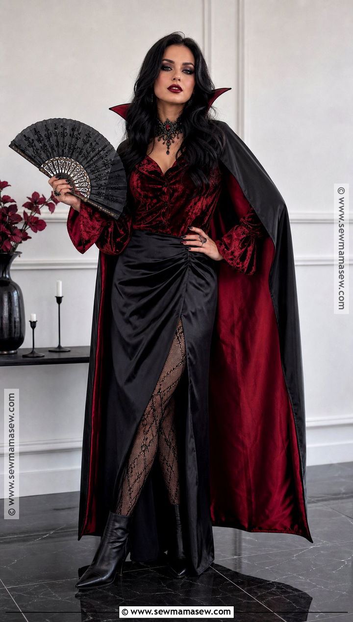 Glam Vampire Costume With Black Satin Skirt - 30 halloween costumes black skirt