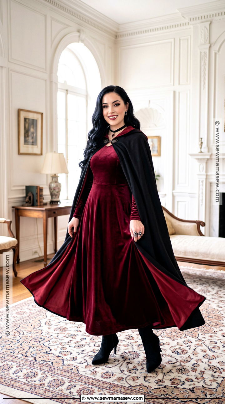 Glam Vampire Costume With Black Waves - 35 halloween costumes for black hair