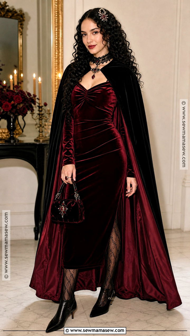 Glam Vampire Costume With Long Black Curls - 30 halloween costumes women black hair