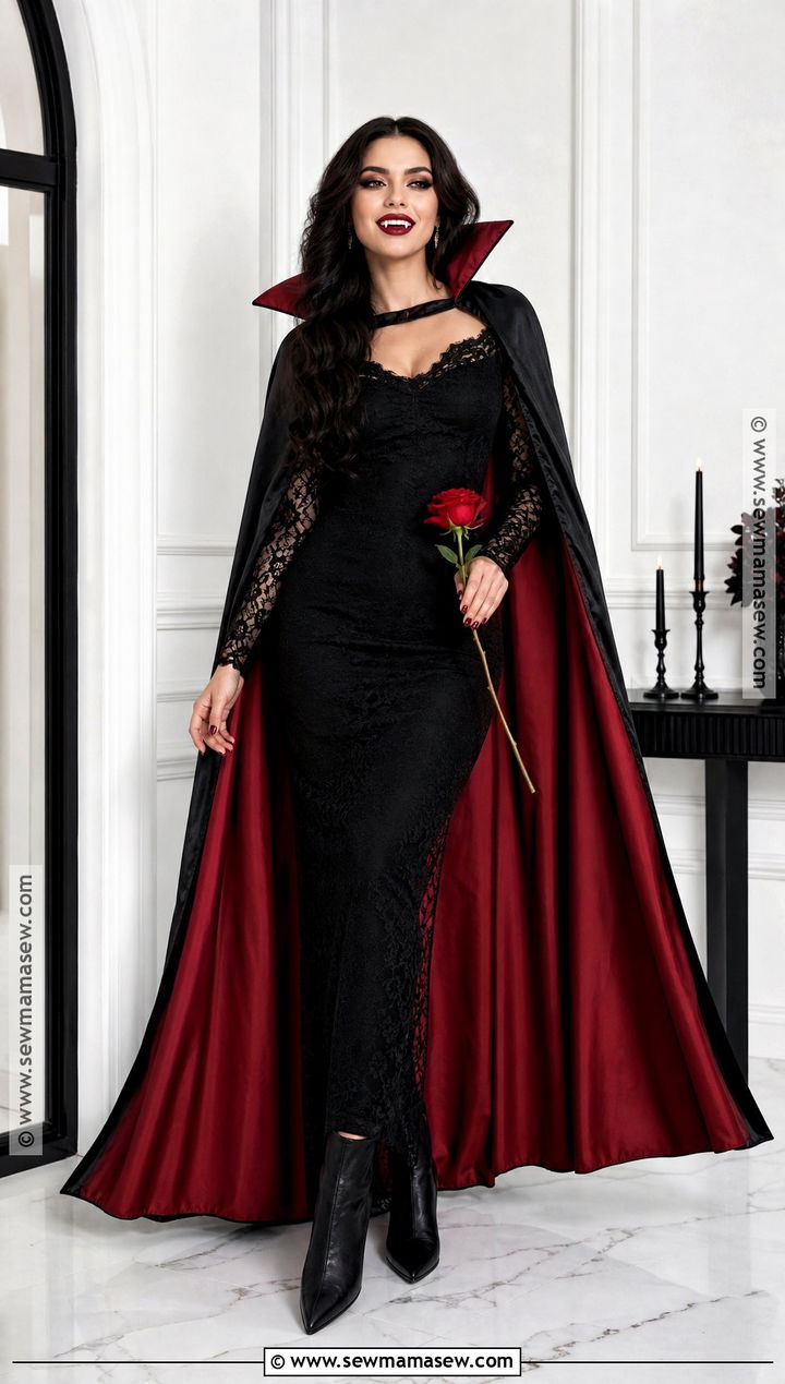 Glam Vampire Costume With Red Cape - 30 best halloween costumes for women