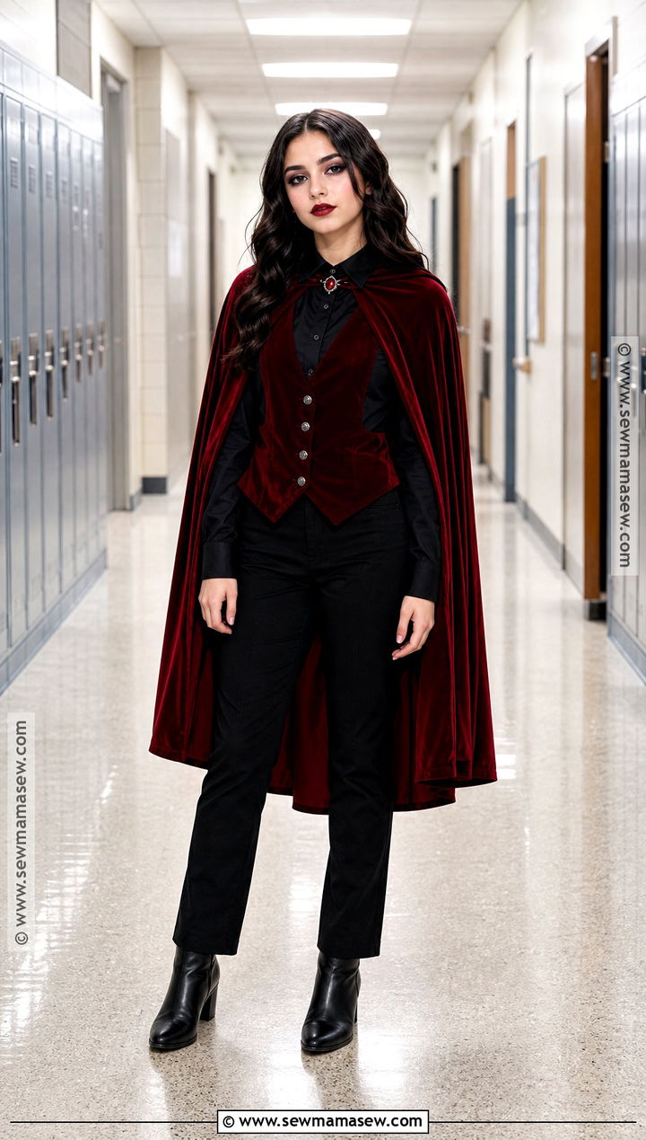 Glam Vampire Costume With Red Cape - 30 high school halloween costumes
