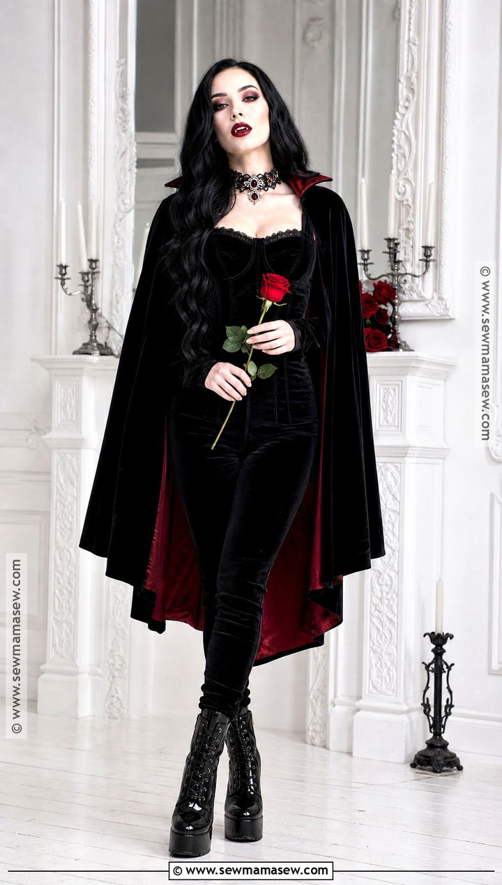Glam Vampire Costume With Red Cape - 30 Individual Halloween Costumes