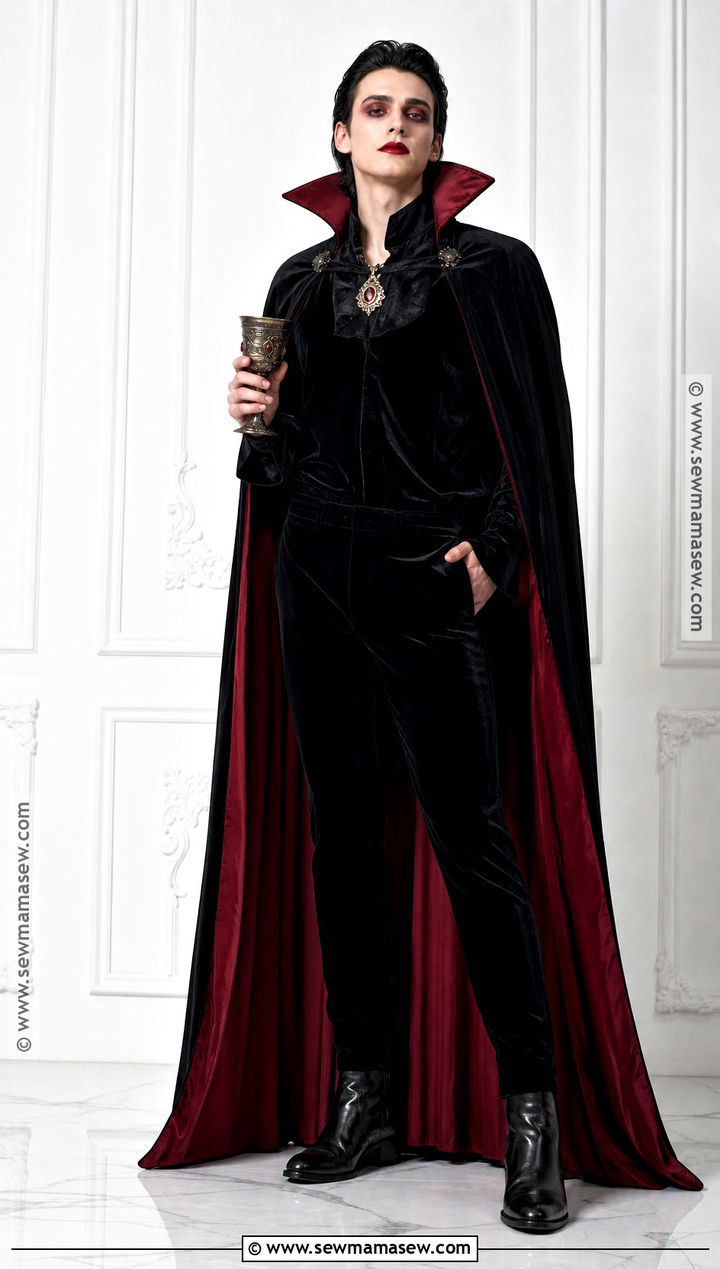 Glam Vampire Costume With Red Cape - 30 Single Person Halloween Costume Ideas